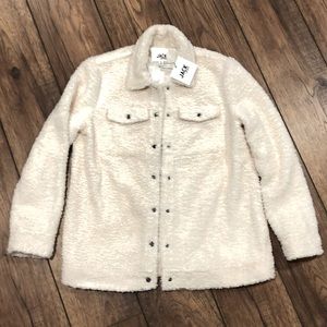 Ivory JACK by BB DAKOTA Medium Sherpa Trucker Snap/Button up Jacket